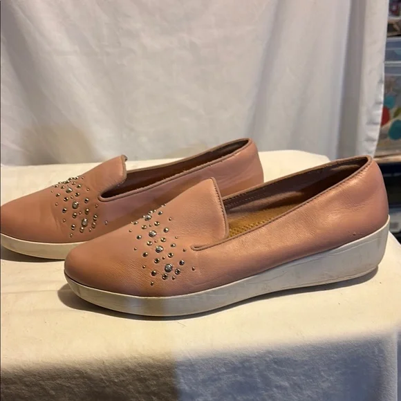 Women's Pink Slip-On Shoes with Studded Detail - Picture 4 of 6